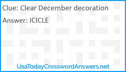 Clear December decoration Answer