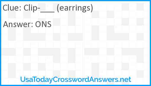 Clip-___ (earrings) Answer