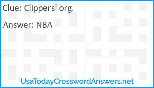 Clippers' org. Answer