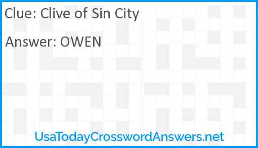 Clive of Sin City Answer