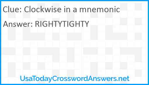 Clockwise in a mnemonic Answer