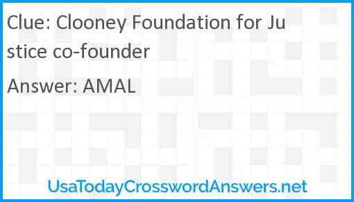 Clooney Foundation for Justice co-founder Answer