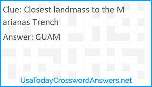 Closest landmass to the Marianas Trench Answer