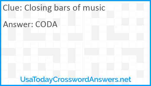 Closing bars of music Answer