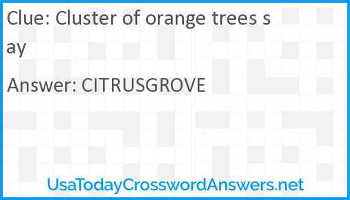 Cluster of orange trees say Answer