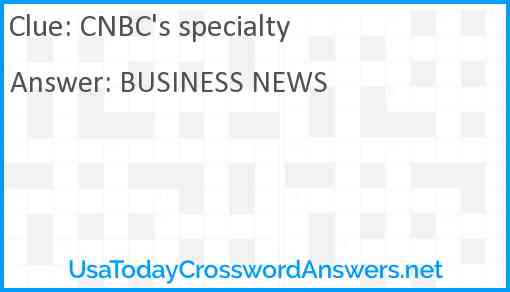 CNBC's specialty Answer