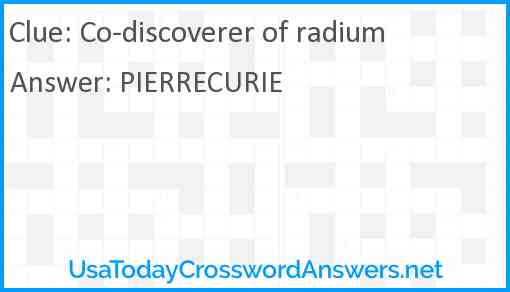 Co-discoverer of radium Answer
