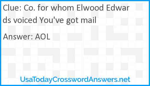 Co. for whom Elwood Edwards voiced You've got mail Answer