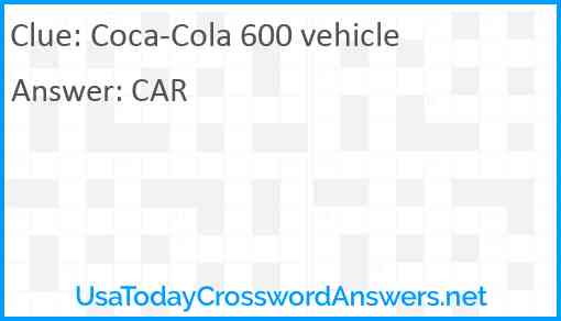 Coca-Cola 600 vehicle Answer