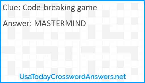 Code-breaking game Answer