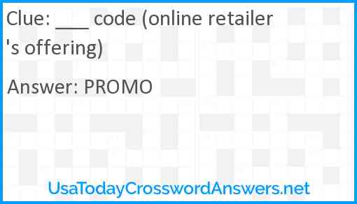 ___ code (online retailer's offering) Answer