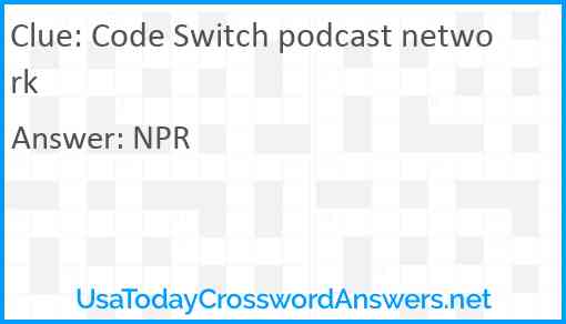 Code Switch podcast network Answer