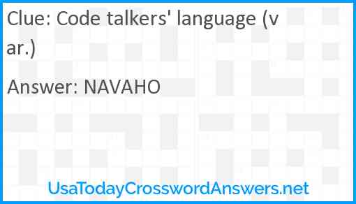 Code talkers' language (var.) Answer