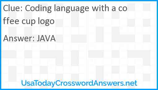Coding language with a coffee cup logo Answer
