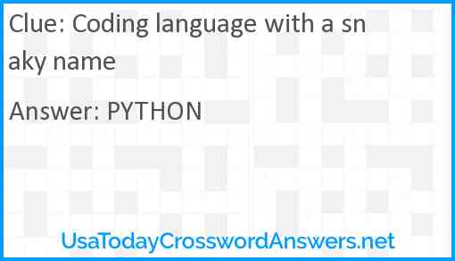 Coding language with a snaky name Answer