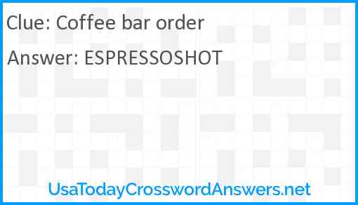 Coffee bar order Answer