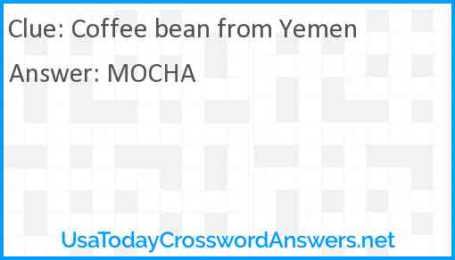 Coffee bean from Yemen Answer