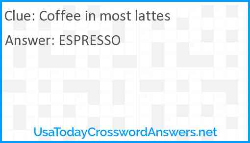 Coffee in most lattes Answer