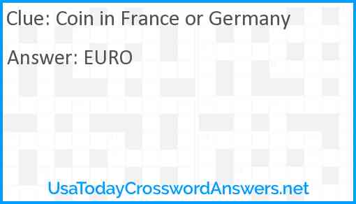 Coin in France or Germany Answer