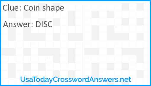 Coin shape crossword clue UsaTodayCrosswordAnswers net