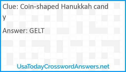 Coin-shaped Hanukkah candy Answer