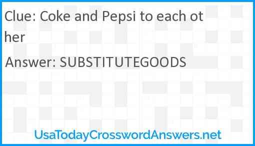 Coke and Pepsi to each other Answer