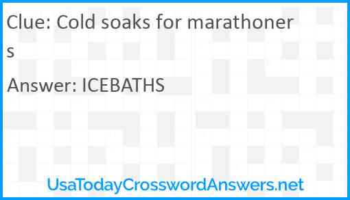 Cold soaks for marathoners Answer