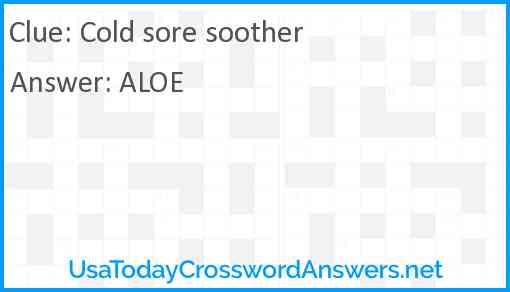 Cold sore soother Answer