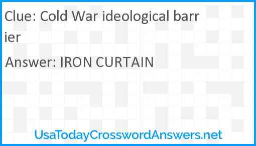 Cold War ideological barrier Answer