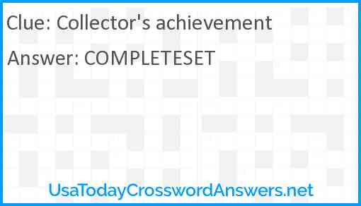Collector's achievement Answer
