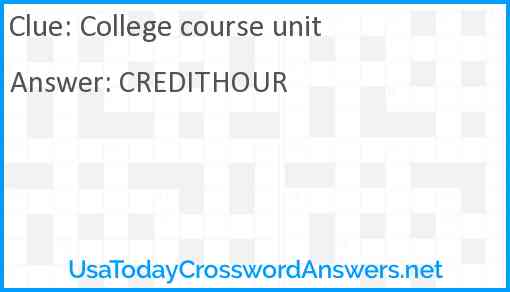 College course unit Answer