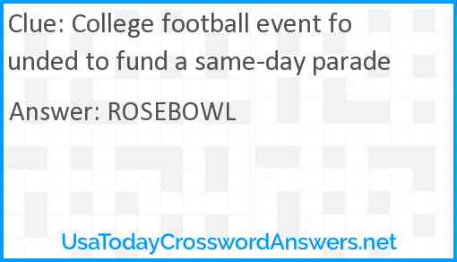 College football event founded to fund a same-day parade Answer