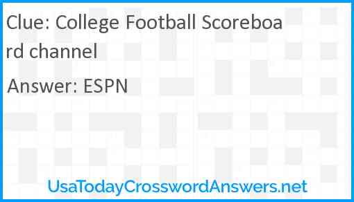 College Football Scoreboard channel Answer