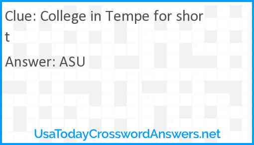 College in Tempe for short Answer