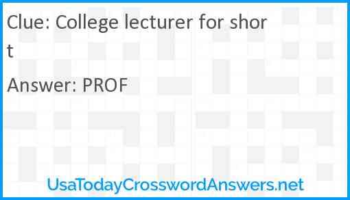 College lecturer for short Answer