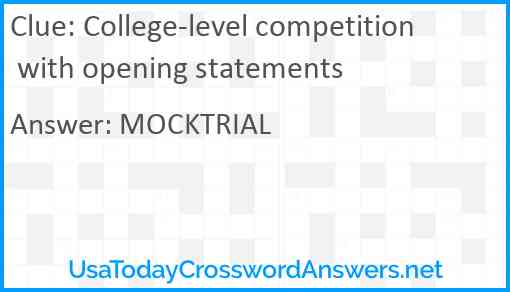 College-level competition with opening statements Answer