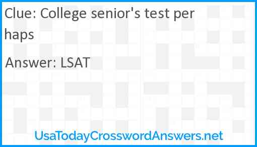 College senior's test perhaps Answer