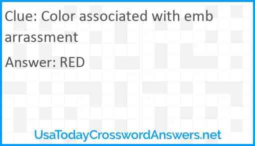 Color associated with embarrassment Answer