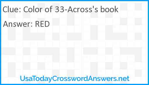 Color of 33-Across's book Answer
