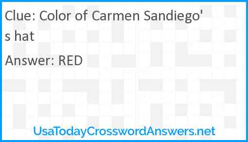 Color of Carmen Sandiego's hat Answer
