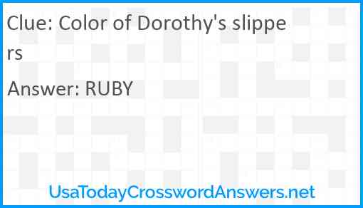 Color of Dorothy's slippers Answer