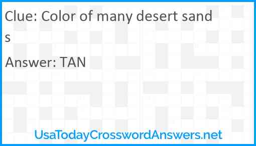 Color of many desert sands Answer