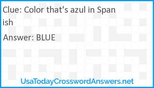 Color that's azul in Spanish Answer