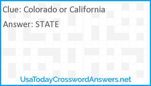 Colorado or California Answer