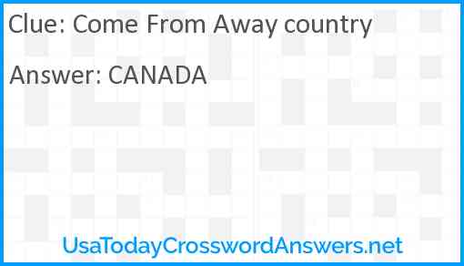 Come From Away country Answer