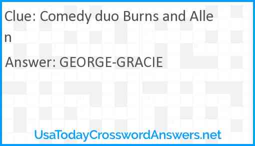 Comedy duo Burns and Allen Answer