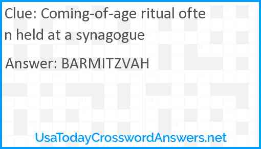 Coming-of-age ritual often held at a synagogue Answer