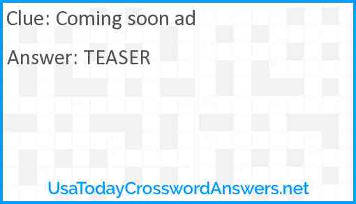 Coming soon ad Answer