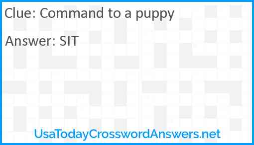 Command to a puppy Answer