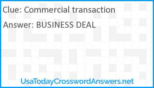 Commercial transaction Answer
